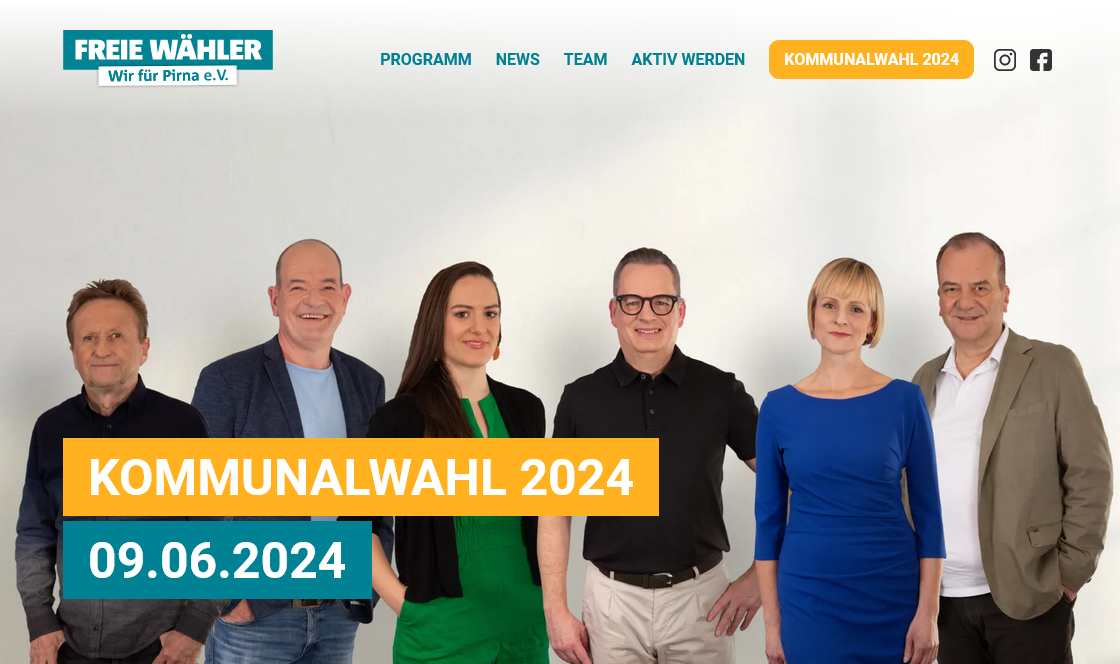 Neue Homapage des Freie Wähler  - Wir für Pirna e.V.